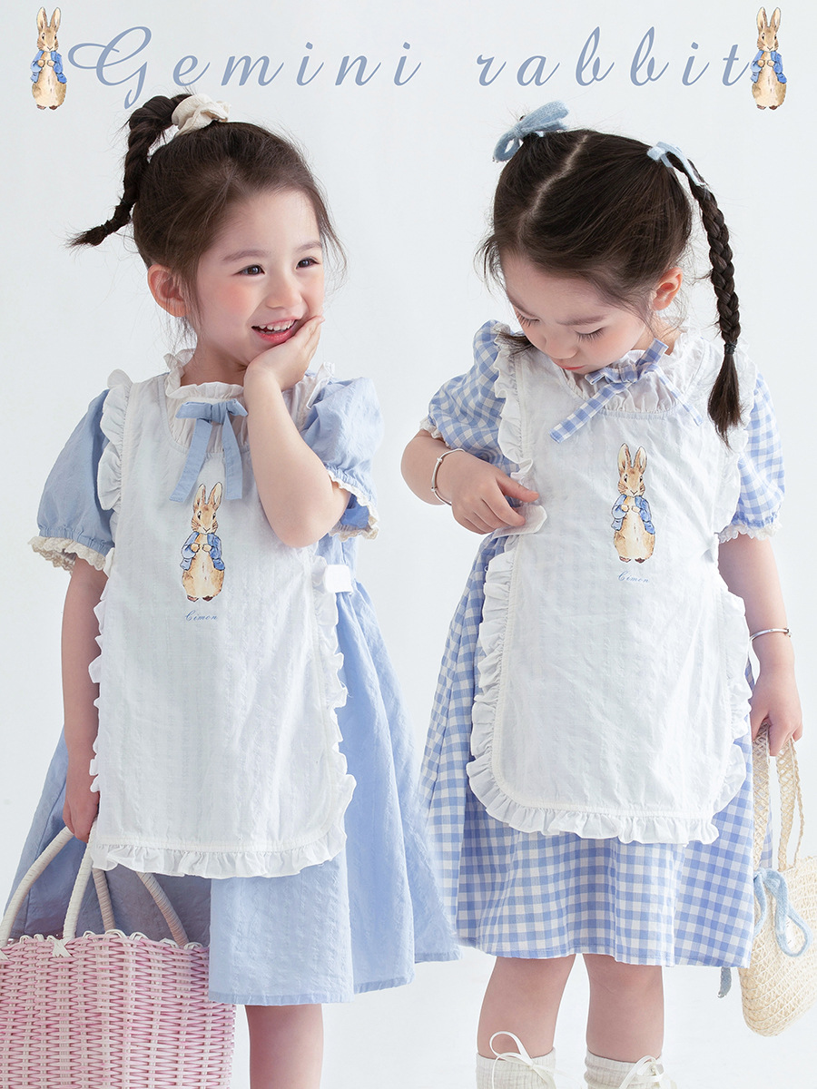 Summer set, dress with bow, girl's skirt, small princess costume