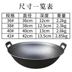 Dual-Ear Cast Iron Round-Bottom Traditional Rural Heavy-Duty Polished Cast Iron Skillet for Home Use, Non-Stick and Non-Coated