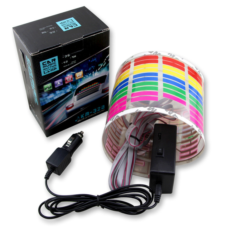 Car LED Music Rhythm Light Audio Light LED Voice Control Light Beats with Music Car Glass Decorative Light