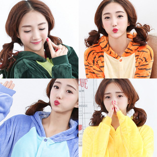 Cartoon One-Piece Pajamas, Flannel Toilet Version, Autumn and Winter Adult Men's and Women's Couple Pajamas, Home Animal Pajamas