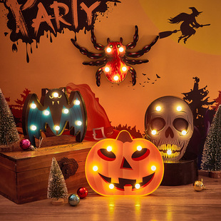 led Halloween Pumpkin Ghost Skull Night Light Decorative Light Styling Light Bat Spider Lantern Battery Box