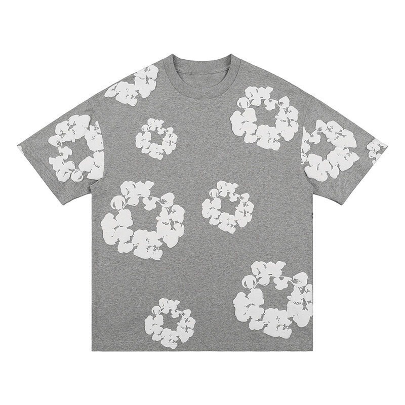 Summer High Street Trendy Brand New Kapok Full Print Foam Print Round Neck Short-Sleeved T-Shirt Fashion Yk Shorts Wholesale