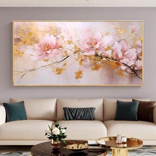Hand-Painted Oil Painting Abstract Pink Flower Entrance Decoration Painting Accessible Luxury Living Room Sofa Background Wall Rich Flower Hanging Painting