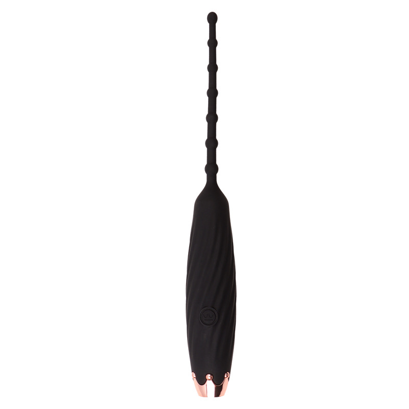 Vibrating Silicone Urethral Sound Stick with Button Control, Black — detail image 4