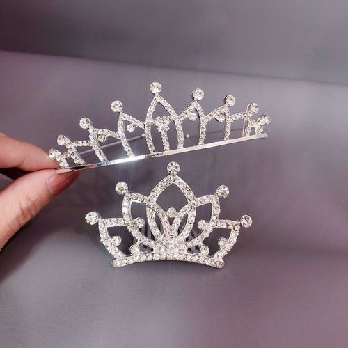 New children's rhinestone crown hair hoop hair comb cute princess girls hair accessories baby crown hair accessories bridal headwear