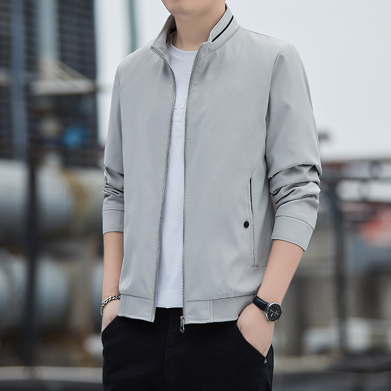 Chaqueta de otoño para hombre, gran tamaño, nueva chaqueta casual de cuello alto, ropa de negocios de primavera y otoño para hombre, chaqueta delgada