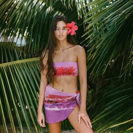 2024东南亚性感小胸抹胸三件套裙款韩国比基尼Bikini分体游泳衣女