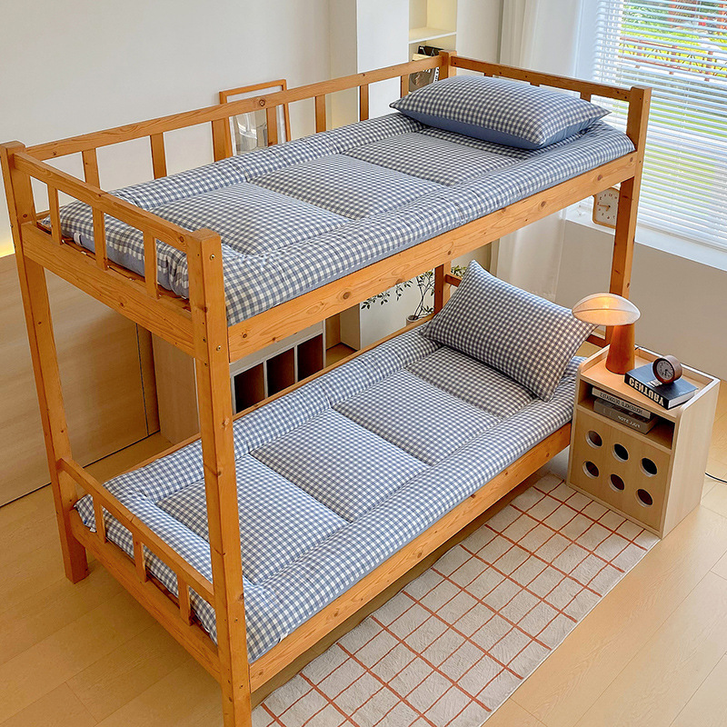 Muji-Style Student Dormitory Bunk Bed Mattress, Checkered Style, Xinjiang Cotton Mattress, Home Use, Thickened Soft Pad