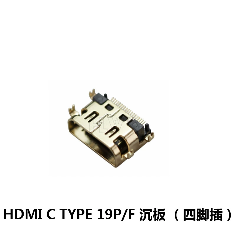 HDMI разъем на материнскую плату с левой колонной медной оболочкой, золотым покрытием, 180 градусов сварной кабель линии HDMI
