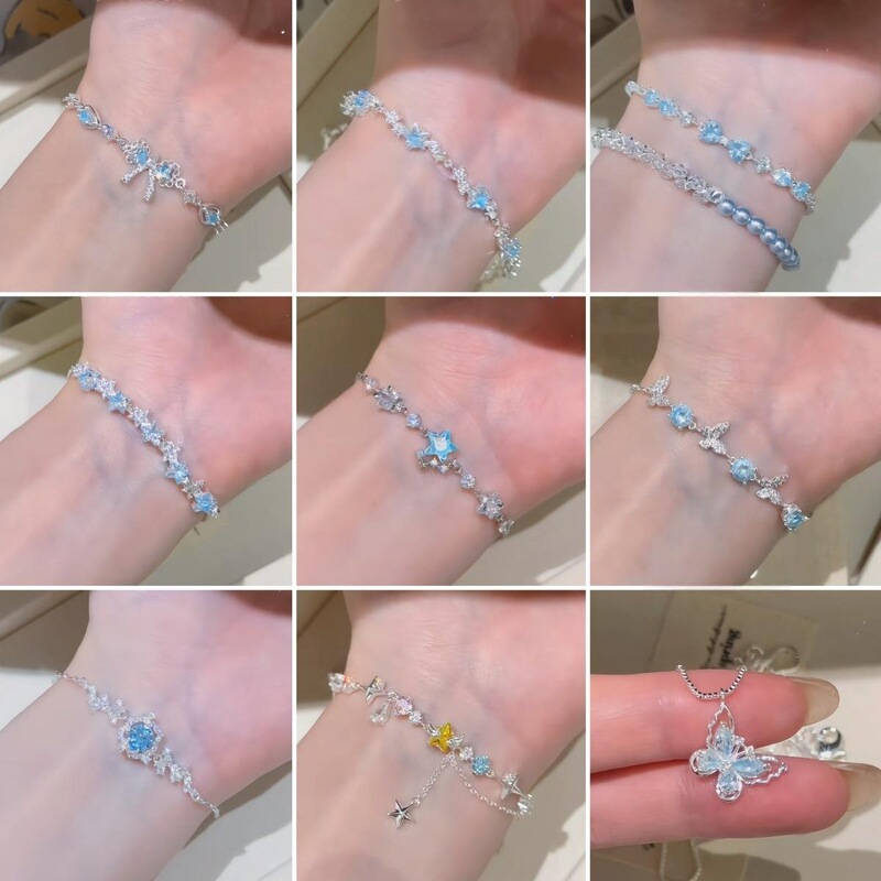 【Ocean Blue Bracelet Collection】Exquisite sparkling diamond-studded zircon bracelet, sweet and trendy, popular luxury adjustable bracelet 【Ocean Blue Bracelet Collection】Exquisite sparkling diamond-studded zircon bracelet, sweet and trendy, popular luxury adjustable bracelet