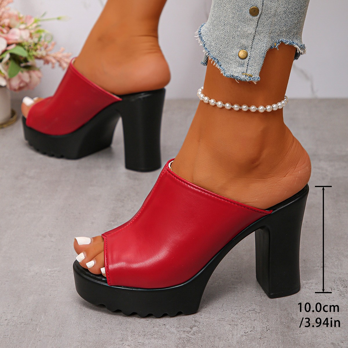 Summer New plus Size Peep Toe High Heels Women's European American Style Fashionable Chunky Heel Sandals PU Material_vogvips.com