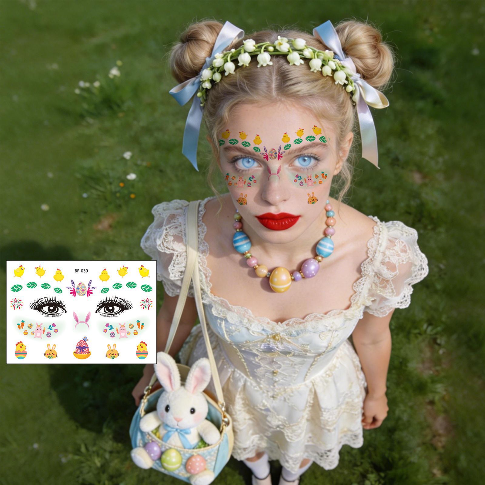 Tatuajes Temporales Faciales de Pecas de Pascua Papel de Transferencia de Agua Impermeable para Fiesta