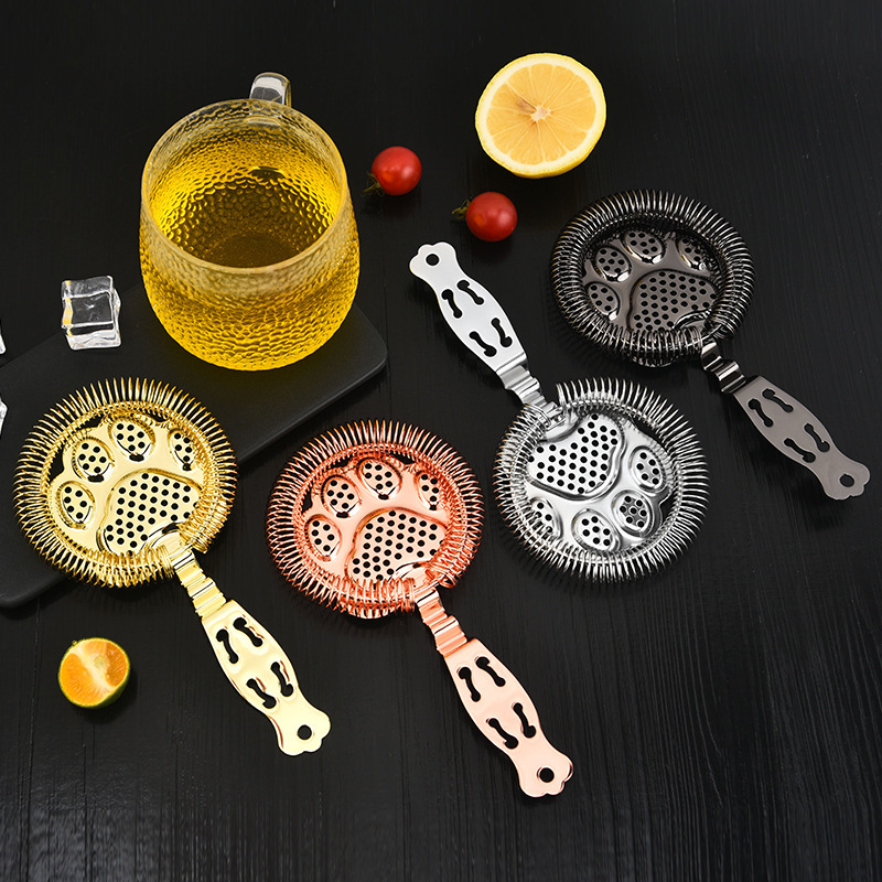 Cross-border new product cocktail mixer 304 stainless steel ice separator wine filter bartending tools bear paw ice filter
