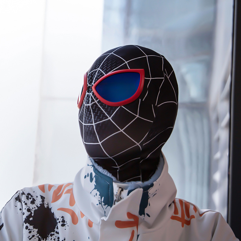 3鋼鉄のスパイダーマンの連体のマイルズのマスクの服装のcos英雄の遠征の頭のカバーのマスクは目のマスクを責めます。|undefined
