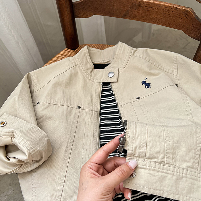 Chaqueta infantil estrella redonda otoño ropa de niños para hombres y mujeres nueva chaqueta de moda bebé camisa con cremallera chaqueta coreana