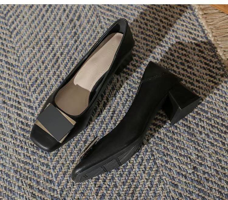 Unique Design, High-end Feel, Mid-heel Shallow Square-toed Women's Shoes, New Autumn Model, Comfortable For Long_voghion.com