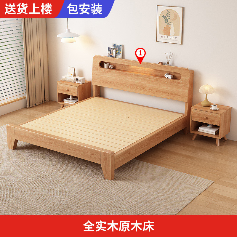 全实木床橡胶木现代简约家用1.8双人床1.5米单人床小户型1.2m加厚|undefined