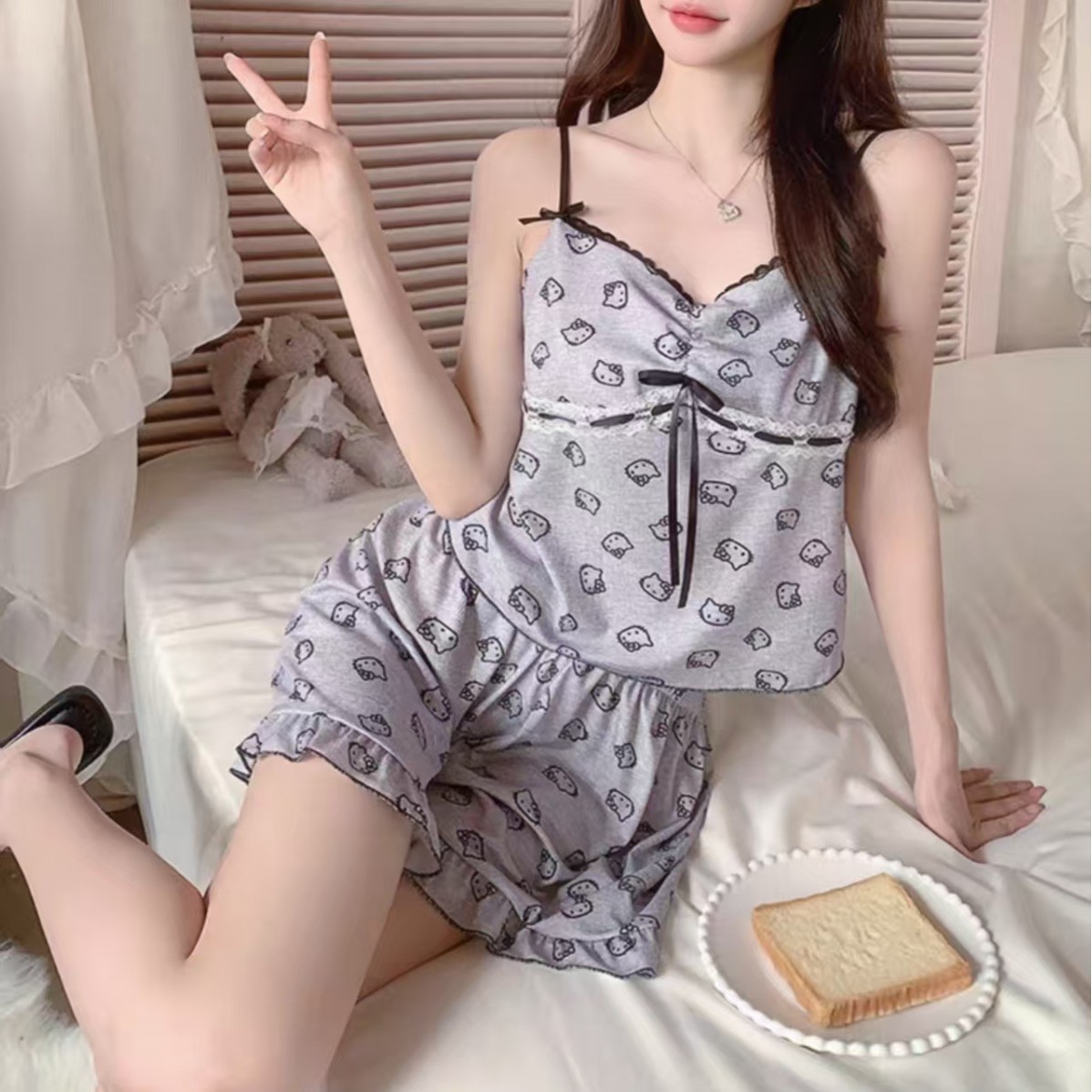 Summer Sexy Pajamas with Breast Pad Modal Suspender Shorts Set 2025 New Women's Sweet and Cute Home Clothes