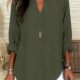 2024 New Cross-border Foreign Trade European and American Women's V-neck Shoulder Long Sleeve Women's T Curved Hem plus size