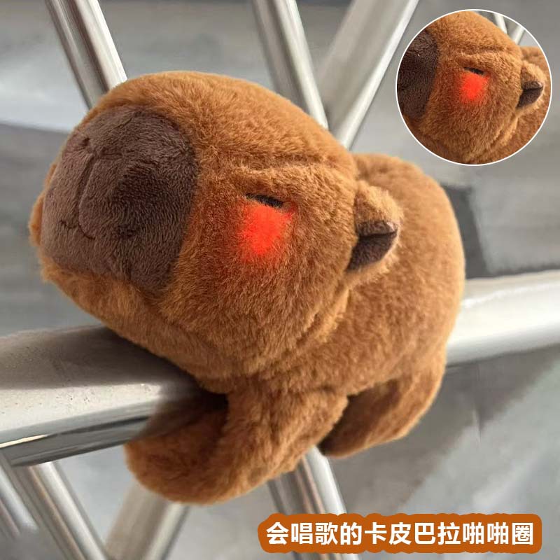 卡皮巴拉啪啪圈水豚玩偶手环公仔毛绒玩具音乐带灯儿童手腕趴趴圈