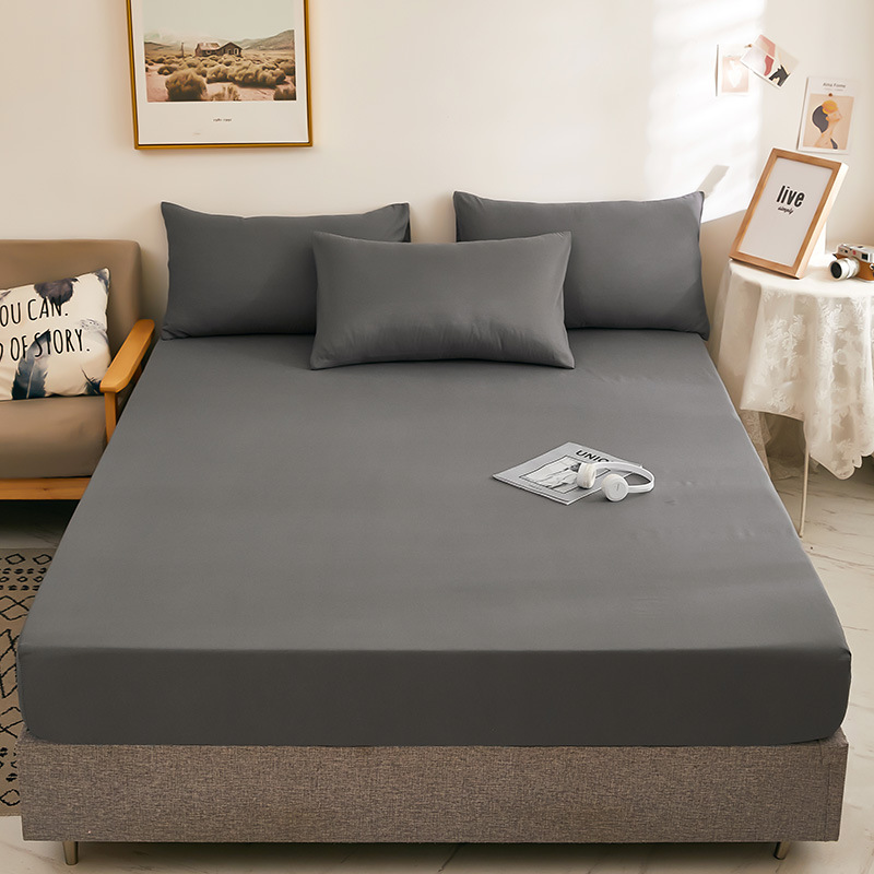 Cross-border Amazon solid color single bed sheet set Taiwan bed package bed cover anti-slip memory foam mattress protector wholesale