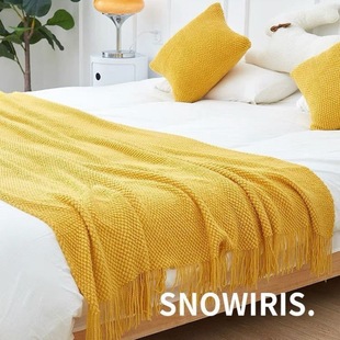 Hotel Homestay Silent Style Solid Color Bed Tail Towel brown Bed Tail Blanket Model Room Blanket Plain Color Bed Bootable Bed Flag
