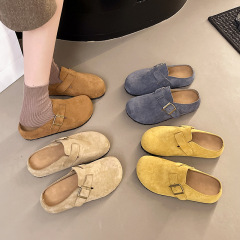 包頭半拖鞋女外穿2025春季新款休閒無後跟懶人勃肯拖鞋