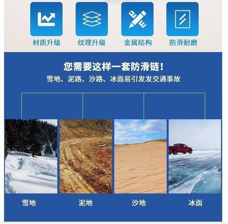Tricycle anti-skid chains 300/400/500/600, extra thick and dense, specialized for snow and mud terrain