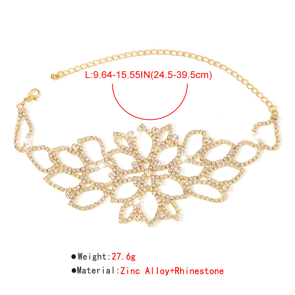 fashion hollow flower rhinestone necklace arm ring