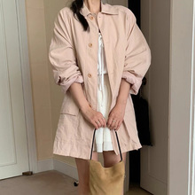 2025春季新款韩国东大门休闲甜美翻领显瘦中长款风衣夹克外套女