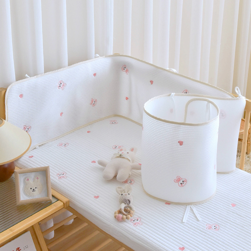 Circunferencia de cama de malla transpirable para bebés Verano recién nacido Cercas de amortiguación anticolisión para bebés Cojera de costura para niños Barandillas anticaídas