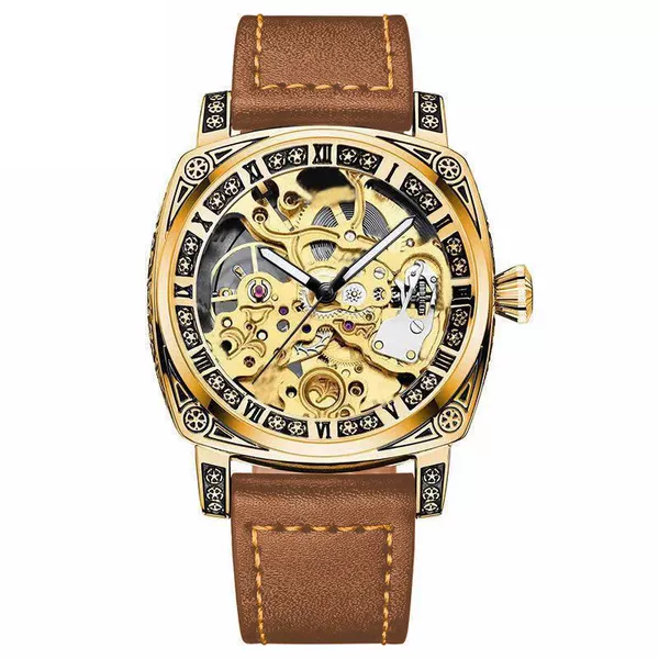 Brown belt gold case gold machine (pin buckle model)