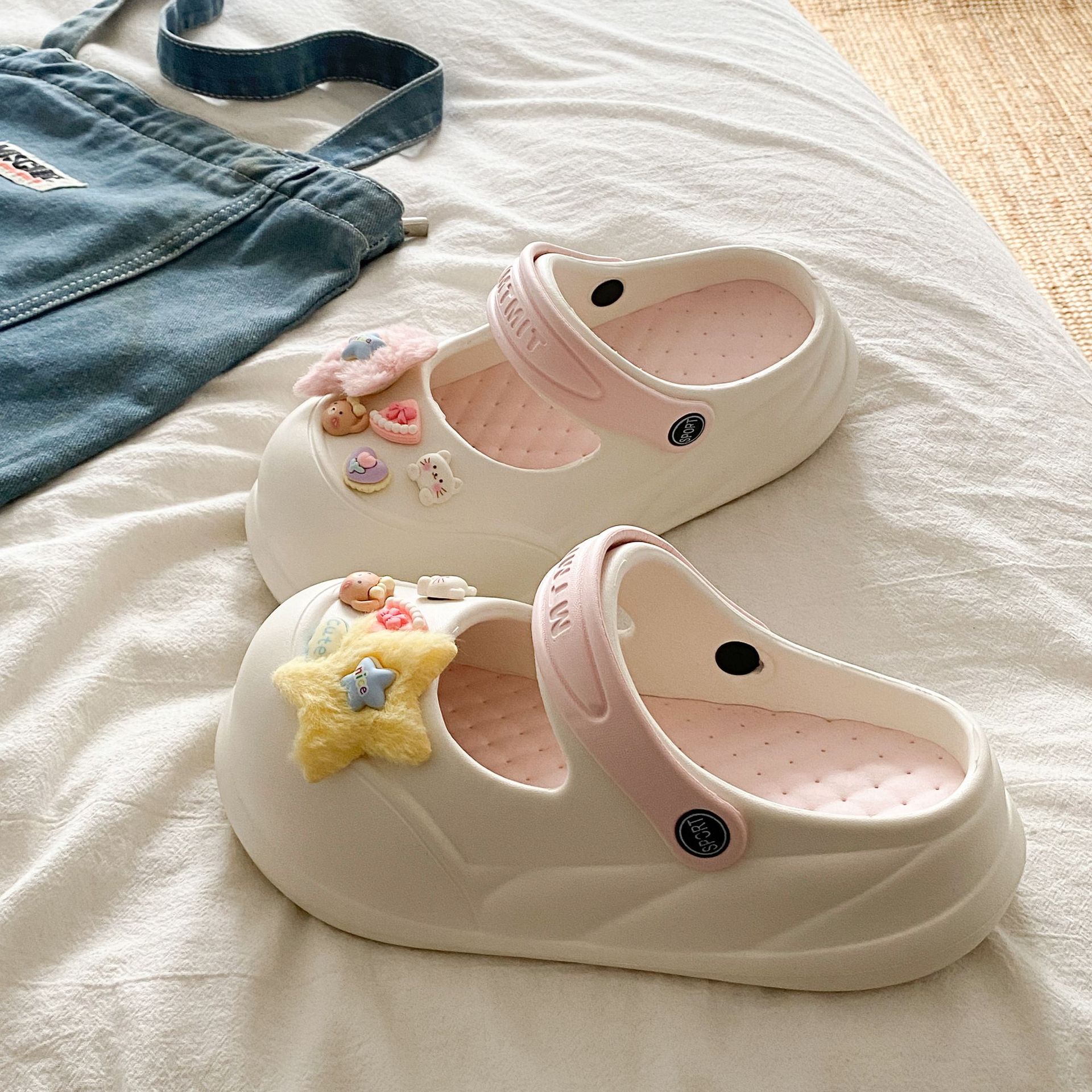 화이트 핑크 별 귀여운 고양이