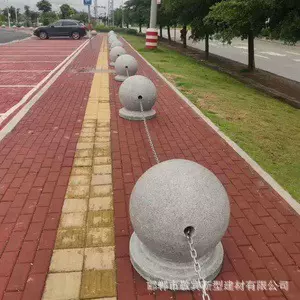 石墩子水泥挡车球仿石档车柱石材灯球路障石球花岗岩石球阻车球