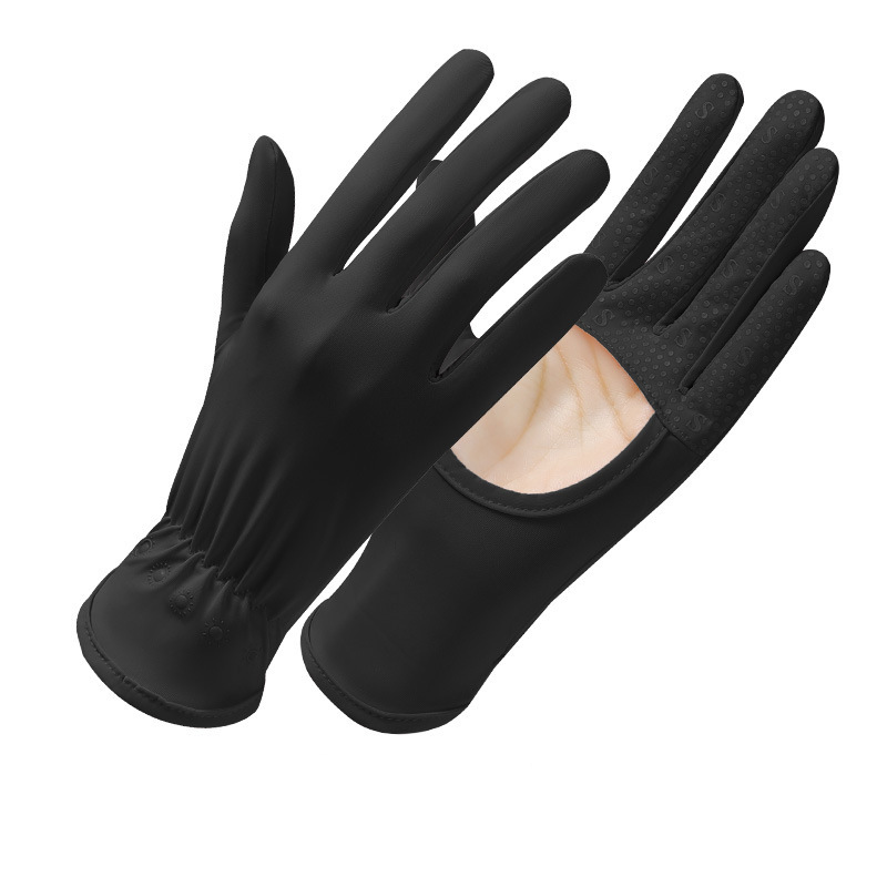 Guantes de protección solar de seda de hielo estilo fino de verano al aire libre transpirable de secado rápido ciclismo antideslizante conducción con dedos completos