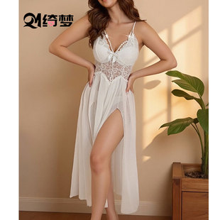 Sexy Lingerie Plus Size Summer See-Through Passion Clothes Sexy Nightgown Temptation Uniform Suspender Skirt Pajamas Wholesale for Women