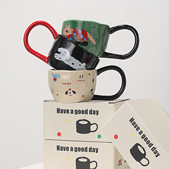 大きい耳のマグカップの陶磁器のコップの高い顔の値のかわいい大きい取っ手の創意の漫画の図案のコーヒーカップの卸売り