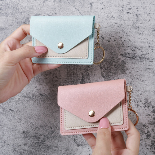 Cross-border new creative fashion small card holder women's candy color keychain jewelry student bus card holder wholesale