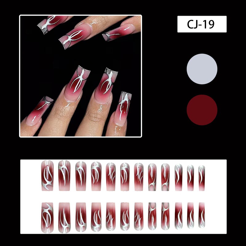 Halloween blood red blush design shiny nail art nail patch silver scratch design gorgeous pressure nail
