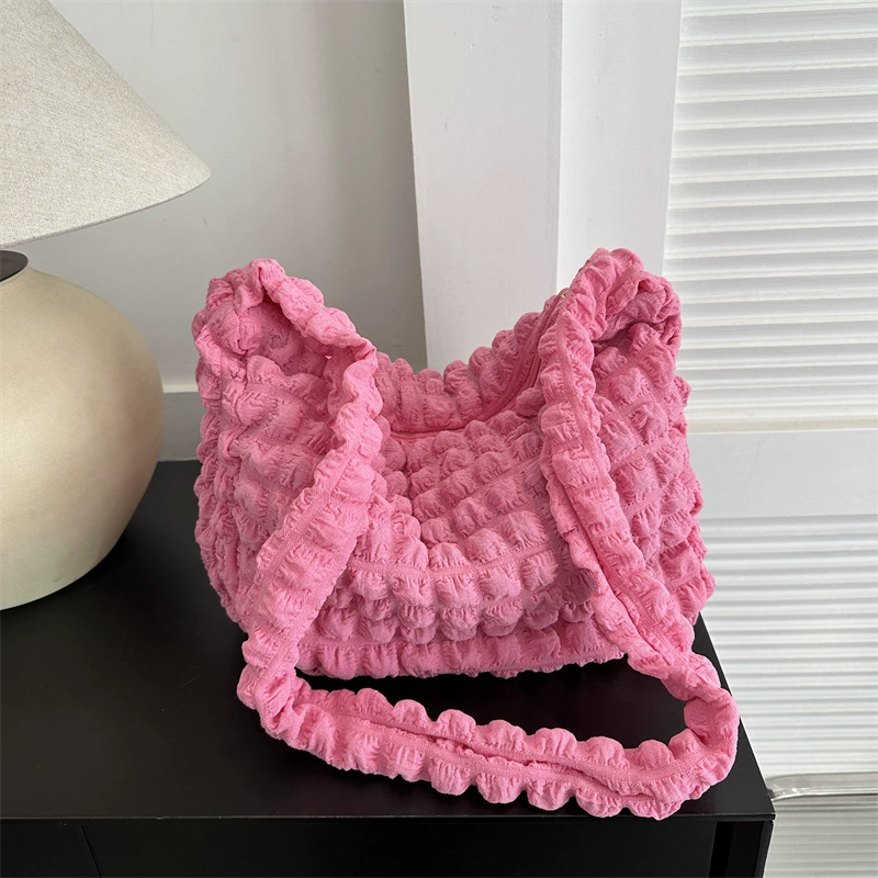 Плечевая сумка Soft, корейский стиль, стеганая текстурная ткань, просторная повседневная сумка-тоут