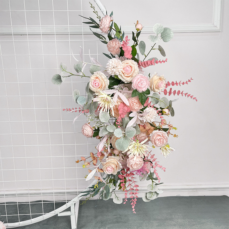 El comercio exterior de la boda flor artificial piso de la boda flor de seda apoyos de la flor de eucalipto flor artificial fila accesorios de la boda floral