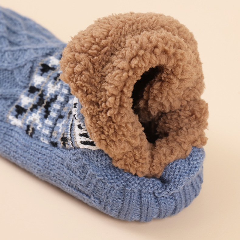 Jacquard Diamond-Patterned Floor Socks, Thickened and Densely Woven, Non-Slip, Warm, Sleep-Friendly, Indoor Cotton Fleece Home Socks