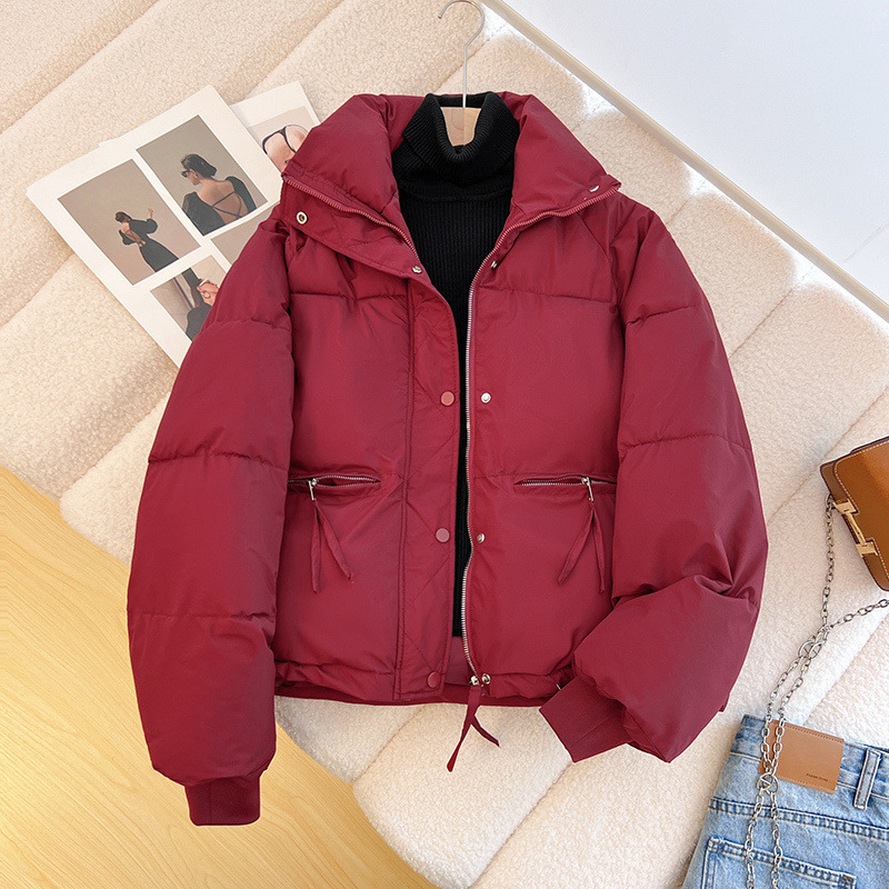 2025 cotton coat trendy college style red stand collar student cotton coat for women for women
