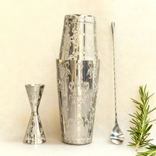 定制酒商创意礼品跨境蚀刻调酒器套装刻花摇酒壶量杯吧勺调酒工具