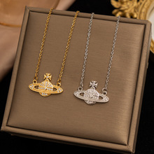 【钛钢】新款镶钻迷你小星球项链女不掉色百搭轻奢小众百搭毛衣链