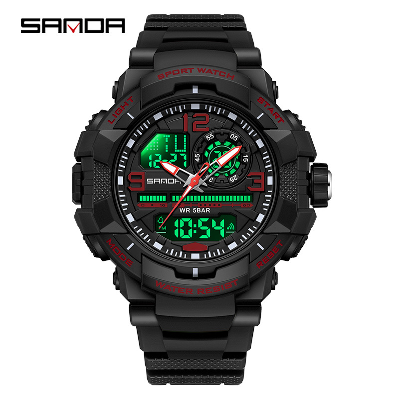 Sanda SANDA nuevo reloj electrónico para jóvenes montañismo moda luminoso reloj despertador impermeable 6130