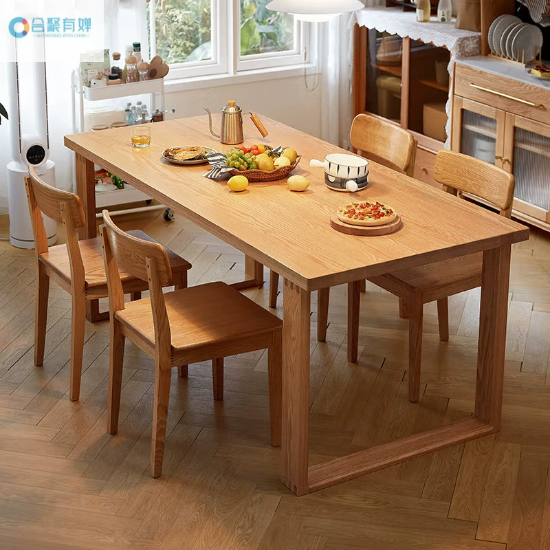 Домашний обеденный стол для нескольких человек, скандинавский минималистичный обеденный стол и стулья из цельного дерева, домашний стол, стол, стол, деревообрабатывающая промышленность