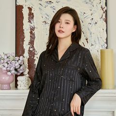2025 新しい氷と雪のシルクパジャマ女性のための星月夜のリフレクション長袖ズボンプリントカーディガンハイエンドホーム服