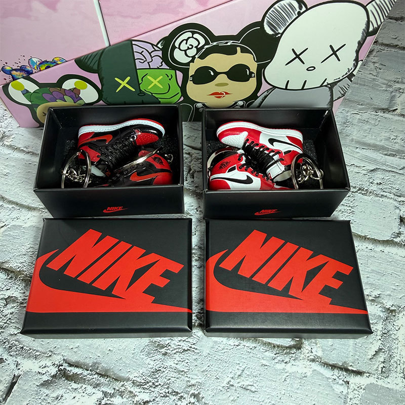 A Pair of Aj Shoe Model Keychains Shoe Box Series 3D Mini Shoe Model Set Key Ring Car Bag Pendant Wholesale