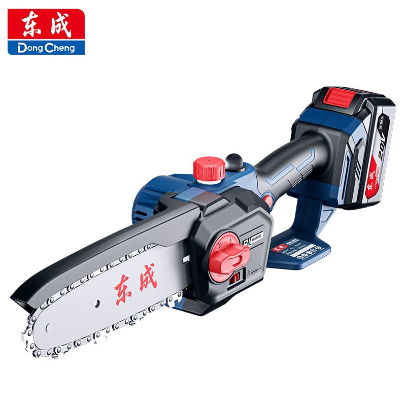 Dongcheng sierra de cadena eléctrica sin escobillas de litio una mano sierra de cadena eléctrica doméstica al aire libre sierra de madera inalámbrica sin escobillas eléctricas
